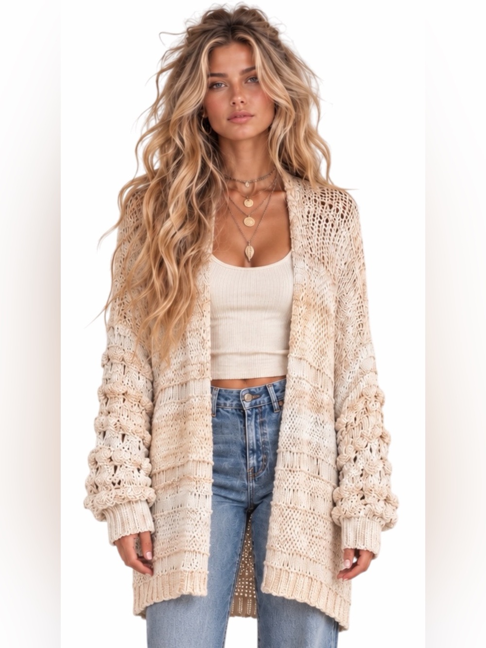 Free People – Tearing Up My Heart Oversized Knit Cardigan – Ivory – Sz. S